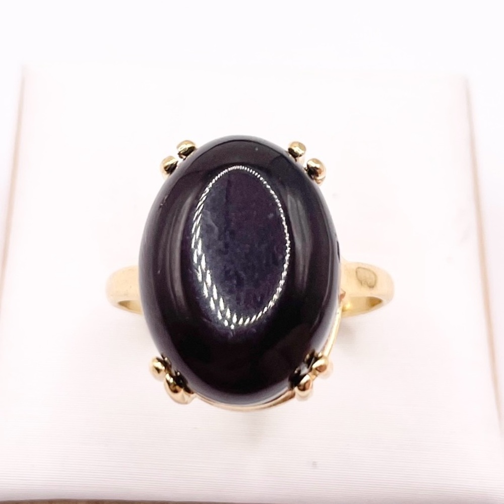 Size 6.5 18K Gold Baltic Red Amber Ring